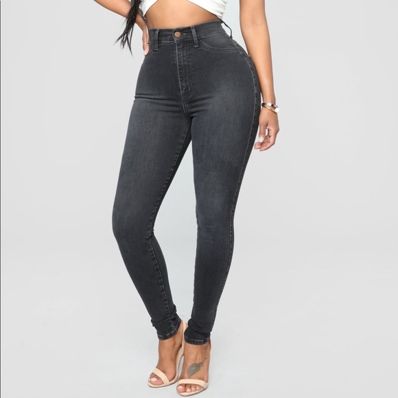 Blackish Grey High Waisted Skinny Jeans - Picture 8 of 8
